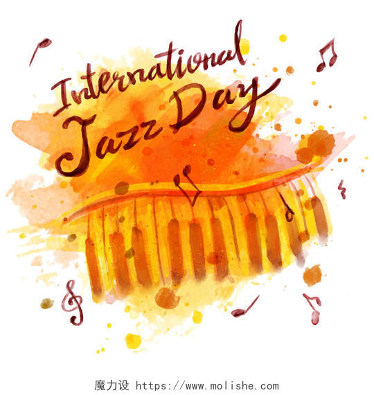 水彩风格jazzday钢琴比赛钢琴大赛海报